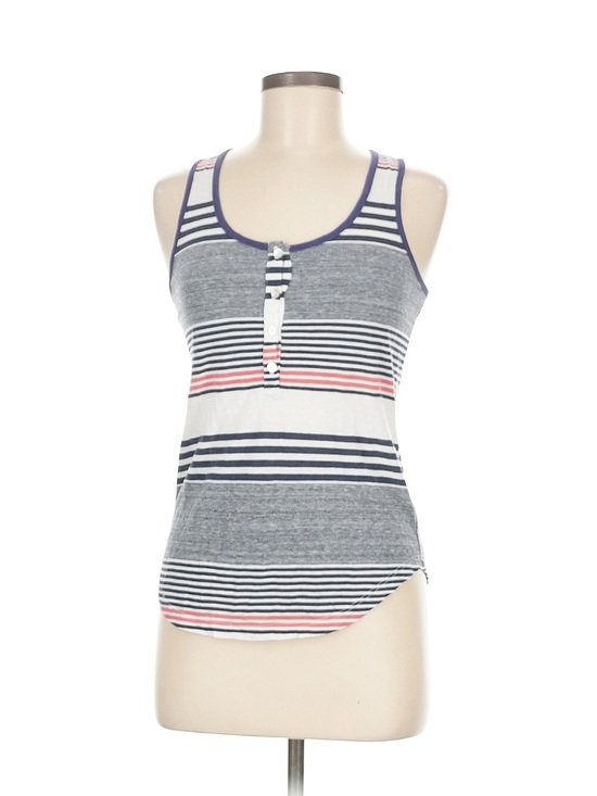 LA made Tops - LA made Striped Scoop Tank in Gray, Navy & Coral